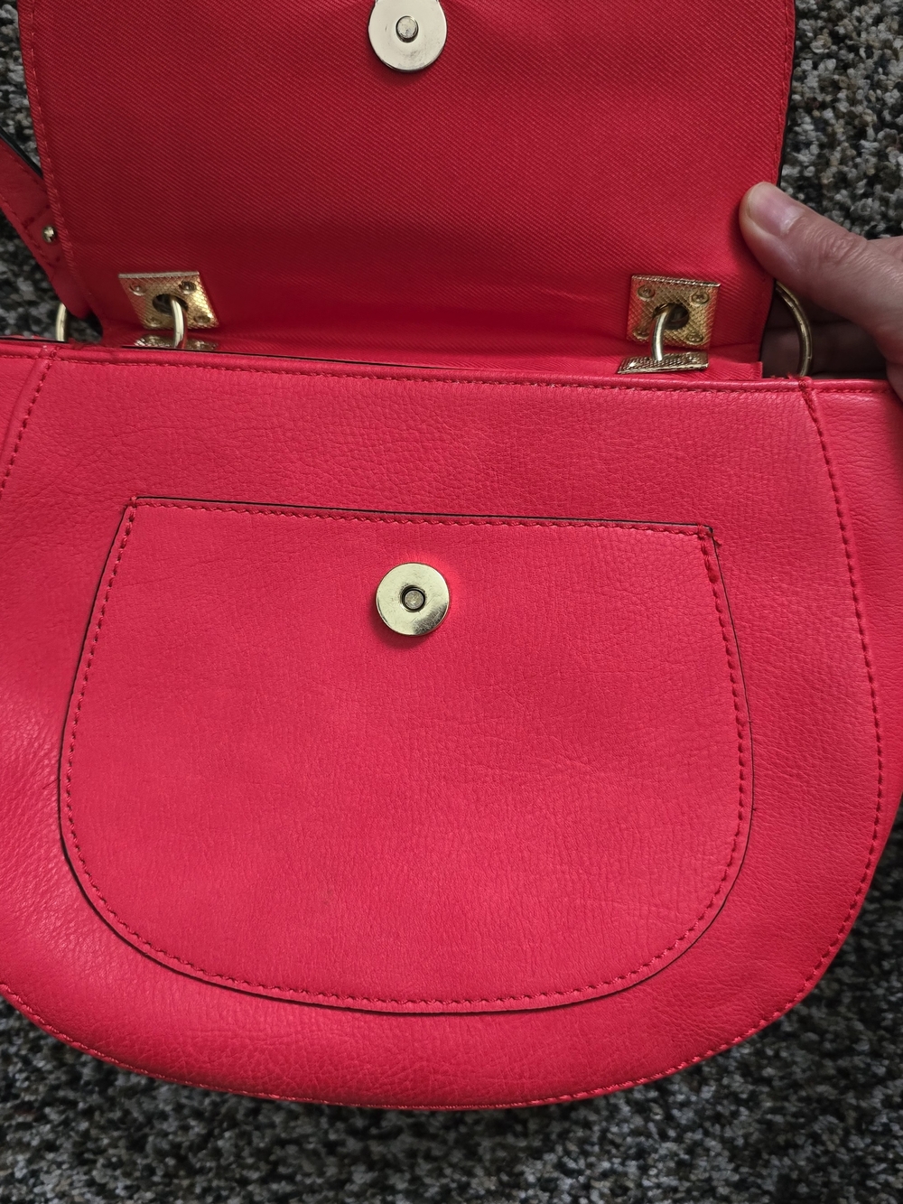 Women's Red Crossbody Saddle Bag with Gold Hardware